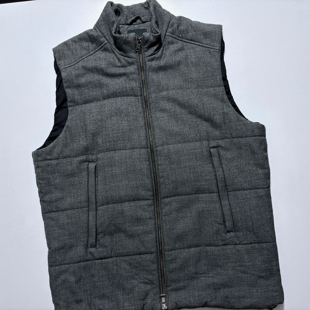 VINCE Vest Full Zip Zipper Pockets Wool Blend Stretch Soft Shell Gray Mens Large